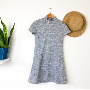Zara W/B Gray Mock Neck Short Sleeve Mini Dress